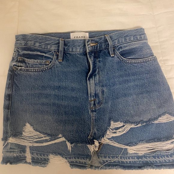 Frame Distressed Denim Mini Skirt (Size 27) - Picture 4 of 6